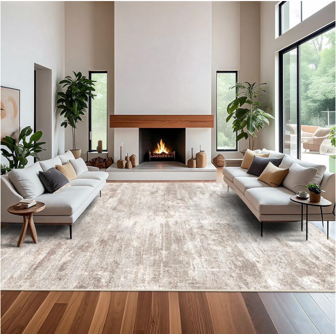 YOUFORTONG 2x3 Abstract Area Rug, Machine Washable Non-Slip Indoor Rug, Rubber Backing Stain Resistant Distressed Carpet for Entryway Bedroom Kitchen Living Room,Brown ﻿