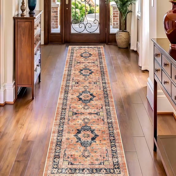 YOUFORTONG 4x6 Area Rug for Living Room, Vintage Farmhouse Washable Indoor Carpet, Non Slip Ultra Soft Low Pile Durable Neutral Rug for Bedroom Dining Room Nursery Kitchen,Beige