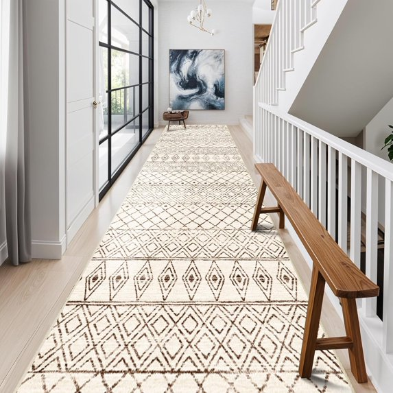 YOUFORTONG Hallway Washable 3’X20’ Runner Rugs,Extra Long Soft Floor Mat for Living Room,Beige