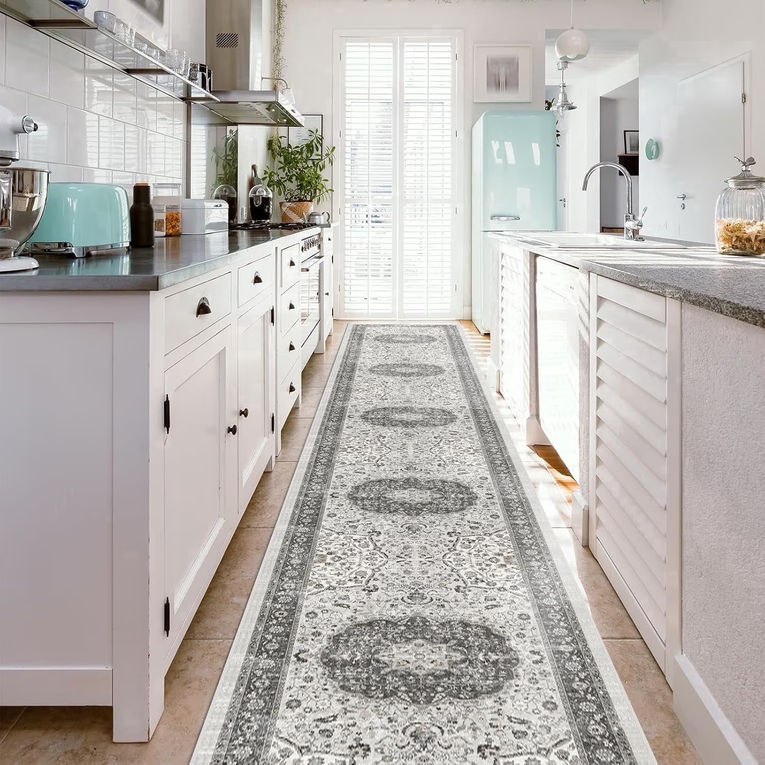 YOUFORTONG 4x6 Area Rug for Living Room, Vintage Farmhouse Washable Indoor Carpet, Non Slip Ultra Soft Low Pile Durable Neutral Rug for Bedroom Dining Room Nursery Kitchen,Beige