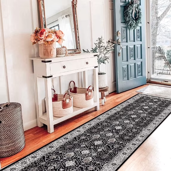 YOUFORTONG 4x6 Area Rug for Living Room, Vintage Farmhouse Washable Indoor Carpet, Non Slip Ultra Soft Low Pile Durable Neutral Rug for Bedroom Dining Room Nursery Kitchen,Beige