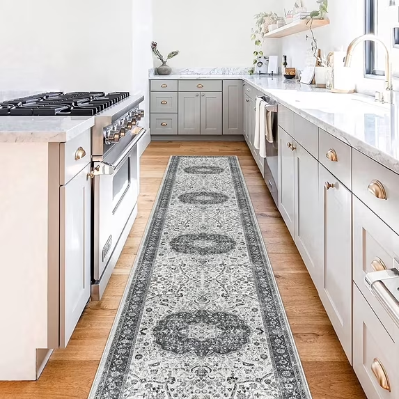 YOUFORTONG 4x6 Area Rug for Living Room, Vintage Farmhouse Washable Indoor Carpet, Non Slip Ultra Soft Low Pile Durable Neutral Rug for Bedroom Dining Room Nursery Kitchen,Beige