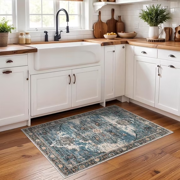 YOUFORTONG 12x12 Washable Area Rug,Extra Large Vintage Indoor Carpet with Non Slip Backing,Stain Resistant Soft Rug for Bedroom Dining Room Living Room Home Decor,Beige