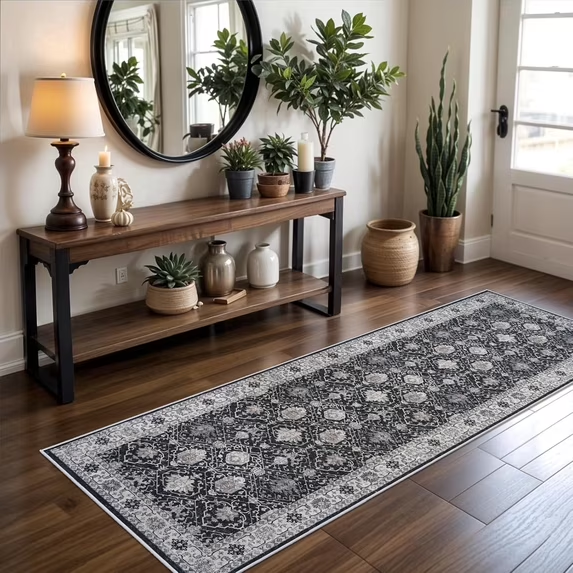 YOUFORTONG 4x6 Area Rug for Living Room, Vintage Farmhouse Washable Indoor Carpet, Non Slip Ultra Soft Low Pile Durable Neutral Rug for Bedroom Dining Room Nursery Kitchen,Beige