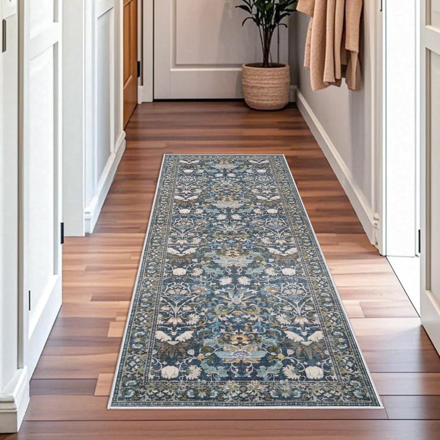 YOUFORTONG 4x6 Area Rug for Living Room, Vintage Farmhouse Washable Indoor Carpet, Non Slip Ultra Soft Low Pile Durable Neutral Rug for Bedroom Dining Room Nursery Kitchen,Beige