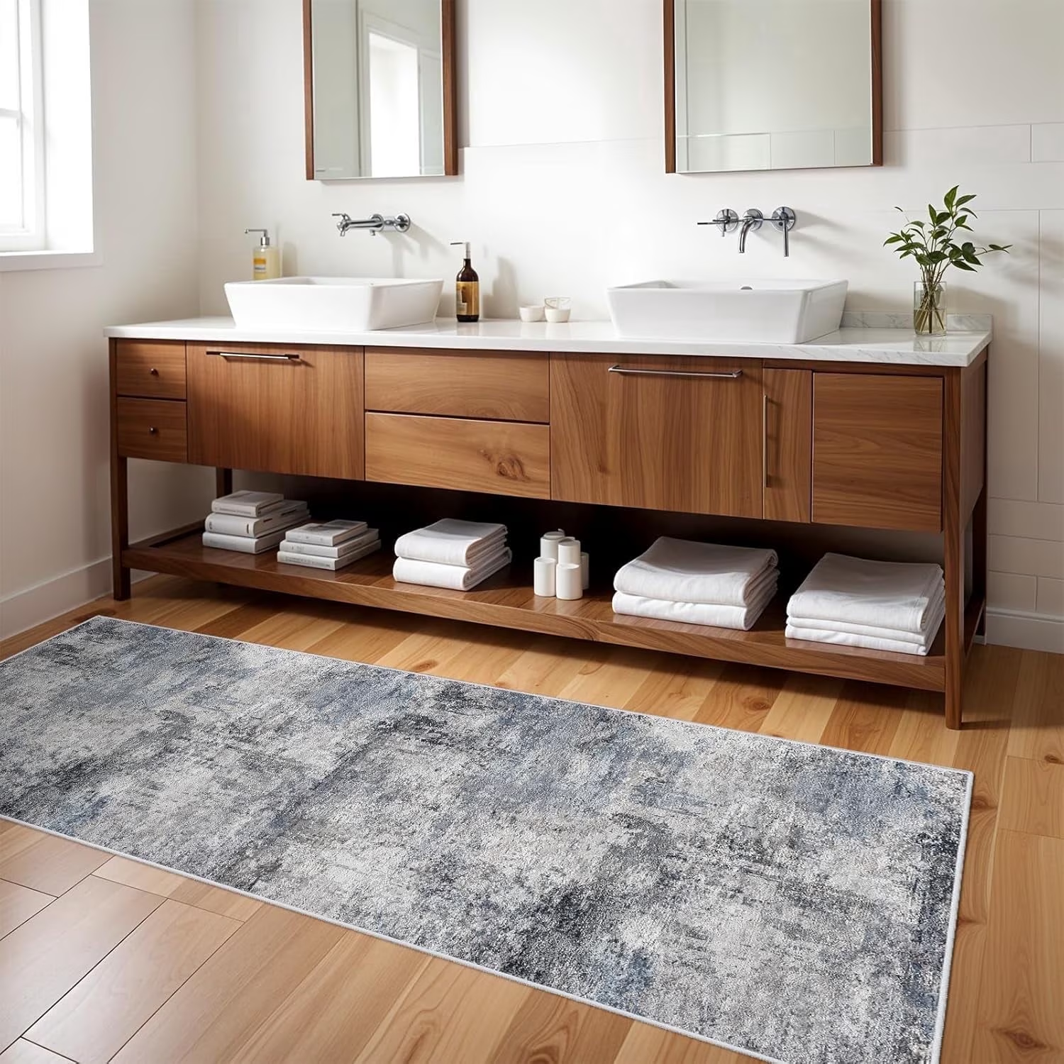 YOUFORTONG 2x3 Abstract Area Rug, Machine Washable Non-Slip Indoor Rug, Rubber Backing Stain Resistant Distressed Carpet for Entryway Bedroom Kitchen Living Room,Brown ﻿