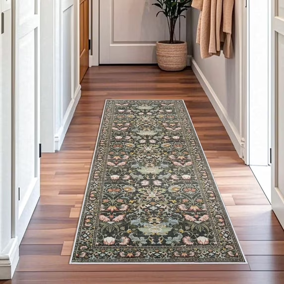 YOUFORTONG 4x6 Area Rug for Living Room, Vintage Farmhouse Washable Indoor Carpet, Non Slip Ultra Soft Low Pile Durable Neutral Rug for Bedroom Dining Room Nursery Kitchen,Beige