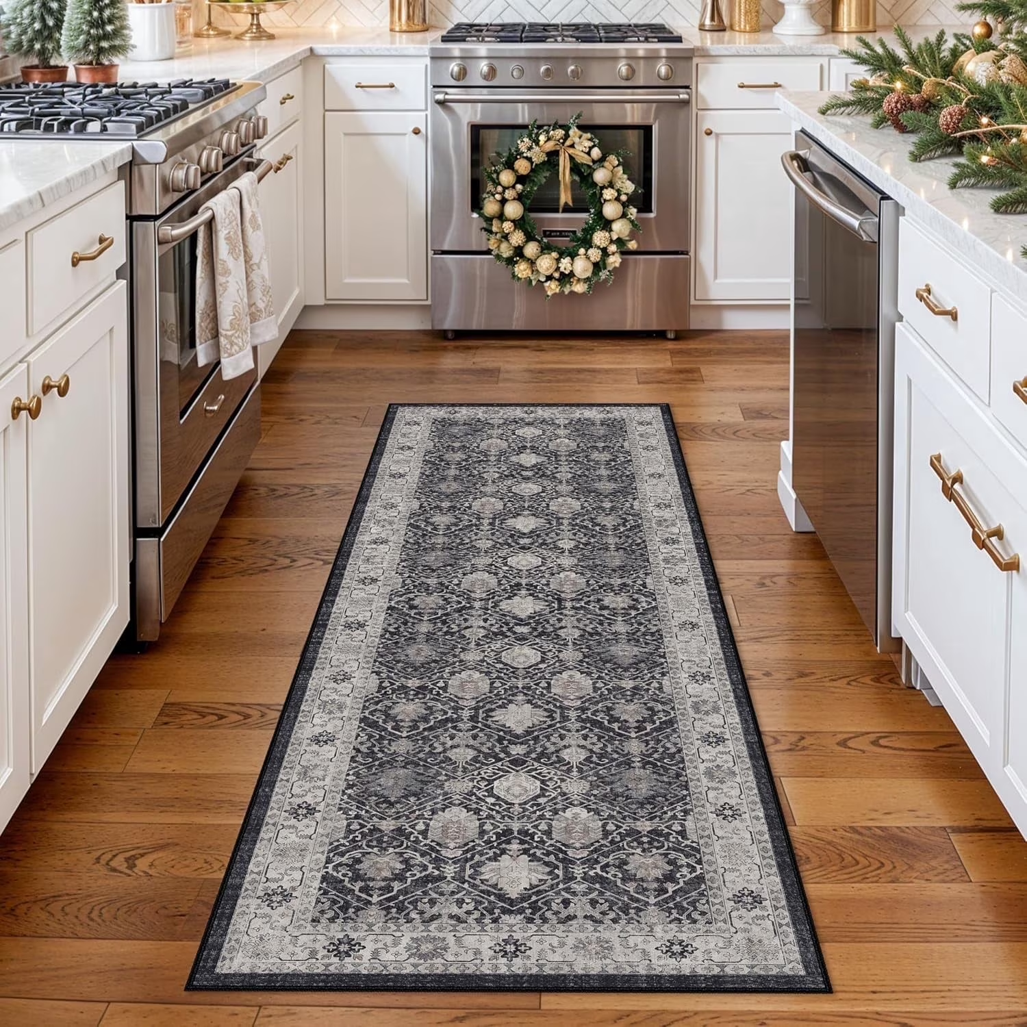 YOUFORTONG 4x6 Area Rug for Living Room, Vintage Farmhouse Washable Indoor Carpet, Non Slip Ultra Soft Low Pile Durable Neutral Rug for Bedroom Dining Room Nursery Kitchen,Beige