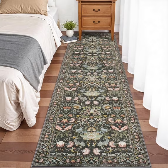 YOUFORTONG 4x6 Area Rug for Living Room, Vintage Farmhouse Washable Indoor Carpet, Non Slip Ultra Soft Low Pile Durable Neutral Rug for Bedroom Dining Room Nursery Kitchen,Beige