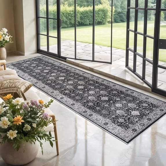 YOUFORTONG 4x6 Area Rug for Living Room, Vintage Farmhouse Washable Indoor Carpet, Non Slip Ultra Soft Low Pile Durable Neutral Rug for Bedroom Dining Room Nursery Kitchen,Beige