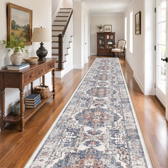 YOUFORTONG 4x6 Area Rug for Living Room, Vintage Farmhouse Washable Indoor Carpet, Non Slip Ultra Soft Low Pile Durable Neutral Rug for Bedroom Dining Room Nursery Kitchen,Beige