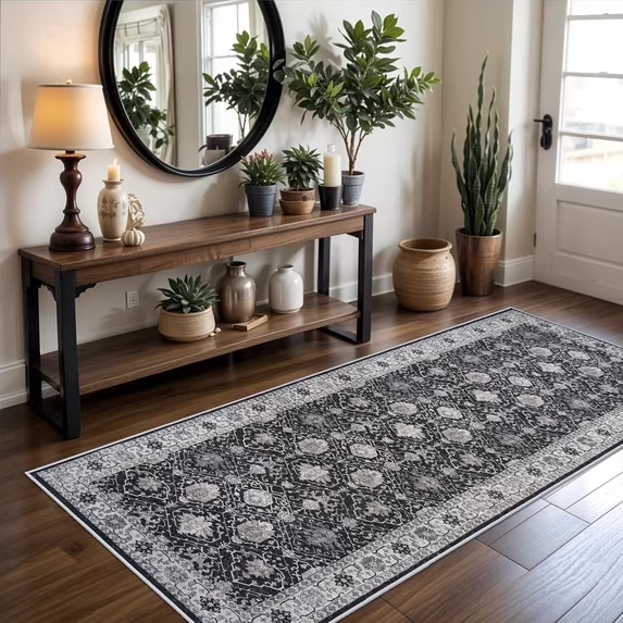 YOUFORTONG 4x6 Area Rug for Living Room, Vintage Farmhouse Washable Indoor Carpet, Non Slip Ultra Soft Low Pile Durable Neutral Rug for Bedroom Dining Room Nursery Kitchen,Beige