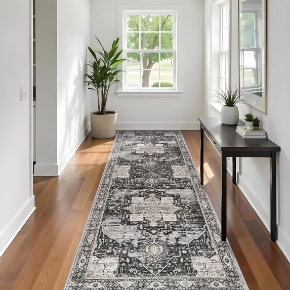 YOUFORTONG 12x12 Washable Area Rug,Extra Large Vintage Indoor Carpet with Non Slip Backing,Stain Resistant Soft Rug for Bedroom Dining Room Living Room Home Decor,Beige