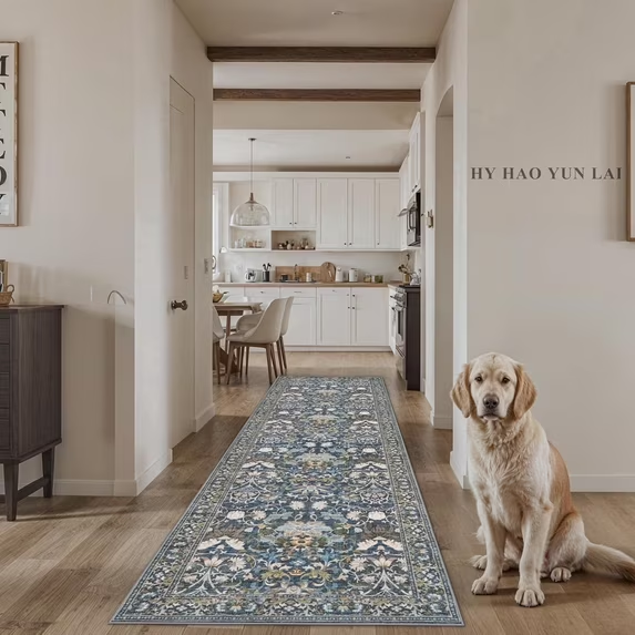 YOUFORTONG 4x6 Area Rug for Living Room, Vintage Farmhouse Washable Indoor Carpet, Non Slip Ultra Soft Low Pile Durable Neutral Rug for Bedroom Dining Room Nursery Kitchen,Beige