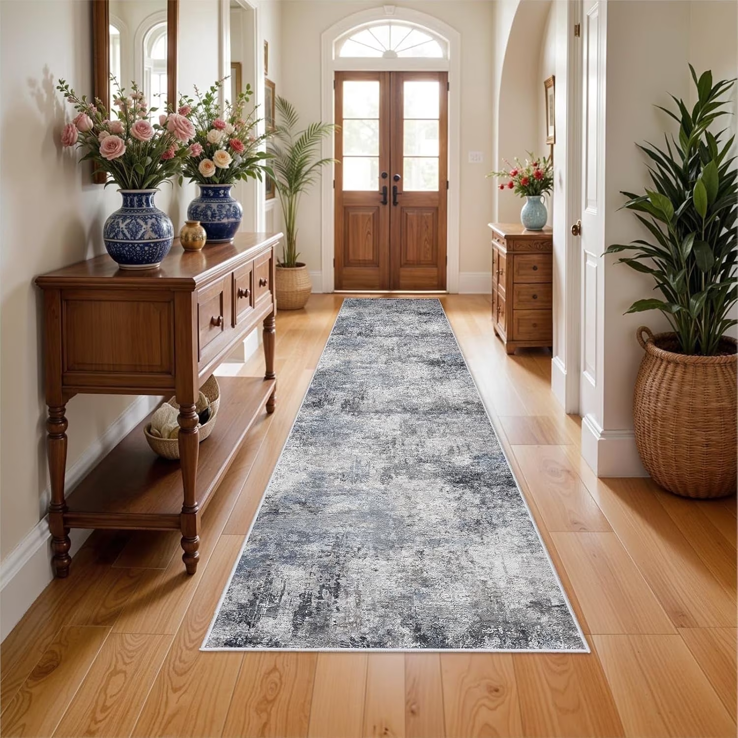 YOUFORTONG 2x3 Abstract Area Rug, Machine Washable Non-Slip Indoor Rug, Rubber Backing Stain Resistant Distressed Carpet for Entryway Bedroom Kitchen Living Room,Brown ﻿