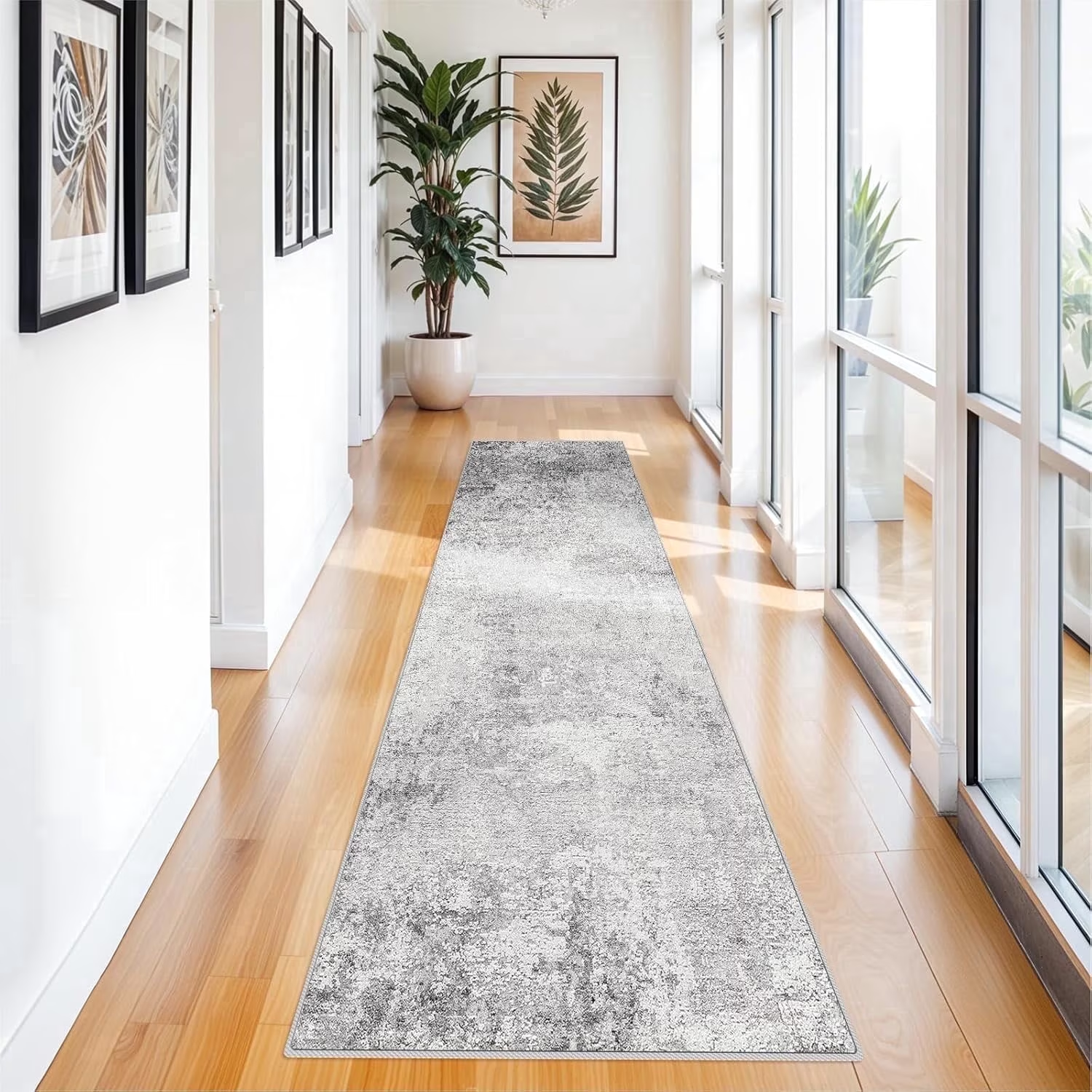 YOUFORTONG 2x3 Abstract Area Rug, Machine Washable Non-Slip Indoor Rug, Rubber Backing Stain Resistant Distressed Carpet for Entryway Bedroom Kitchen Living Room,Brown ﻿