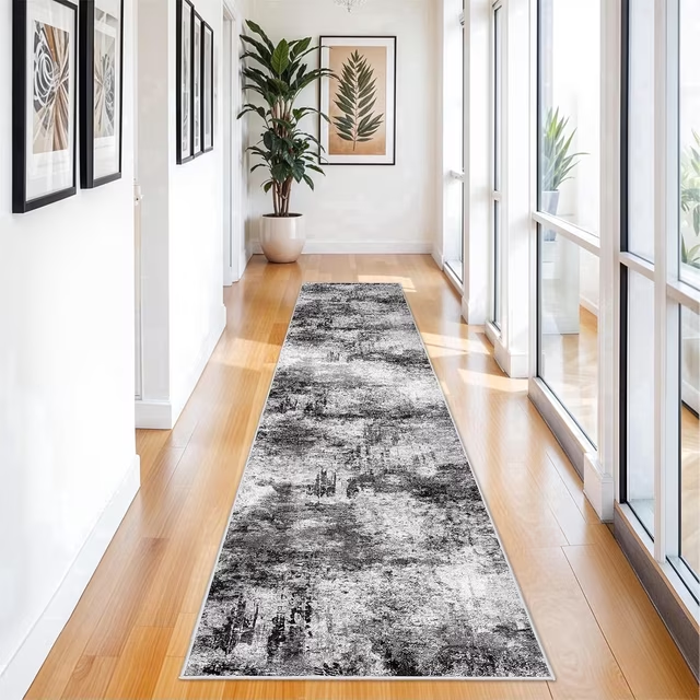 YOUFORTONG 2x3 Abstract Area Rug, Machine Washable Non-Slip Indoor Rug, Rubber Backing Stain Resistant Distressed Carpet for Entryway Bedroom Kitchen Living Room,Brown ﻿