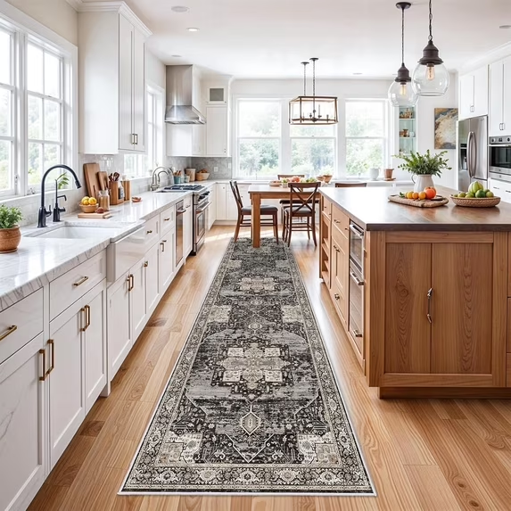 YOUFORTONG 12x12 Washable Area Rug,Extra Large Vintage Indoor Carpet with Non Slip Backing,Stain Resistant Soft Rug for Bedroom Dining Room Living Room Home Decor,Beige