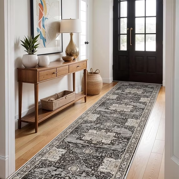 YOUFORTONG 12x12 Washable Area Rug,Extra Large Vintage Indoor Carpet with Non Slip Backing,Stain Resistant Soft Rug for Bedroom Dining Room Living Room Home Decor,Beige