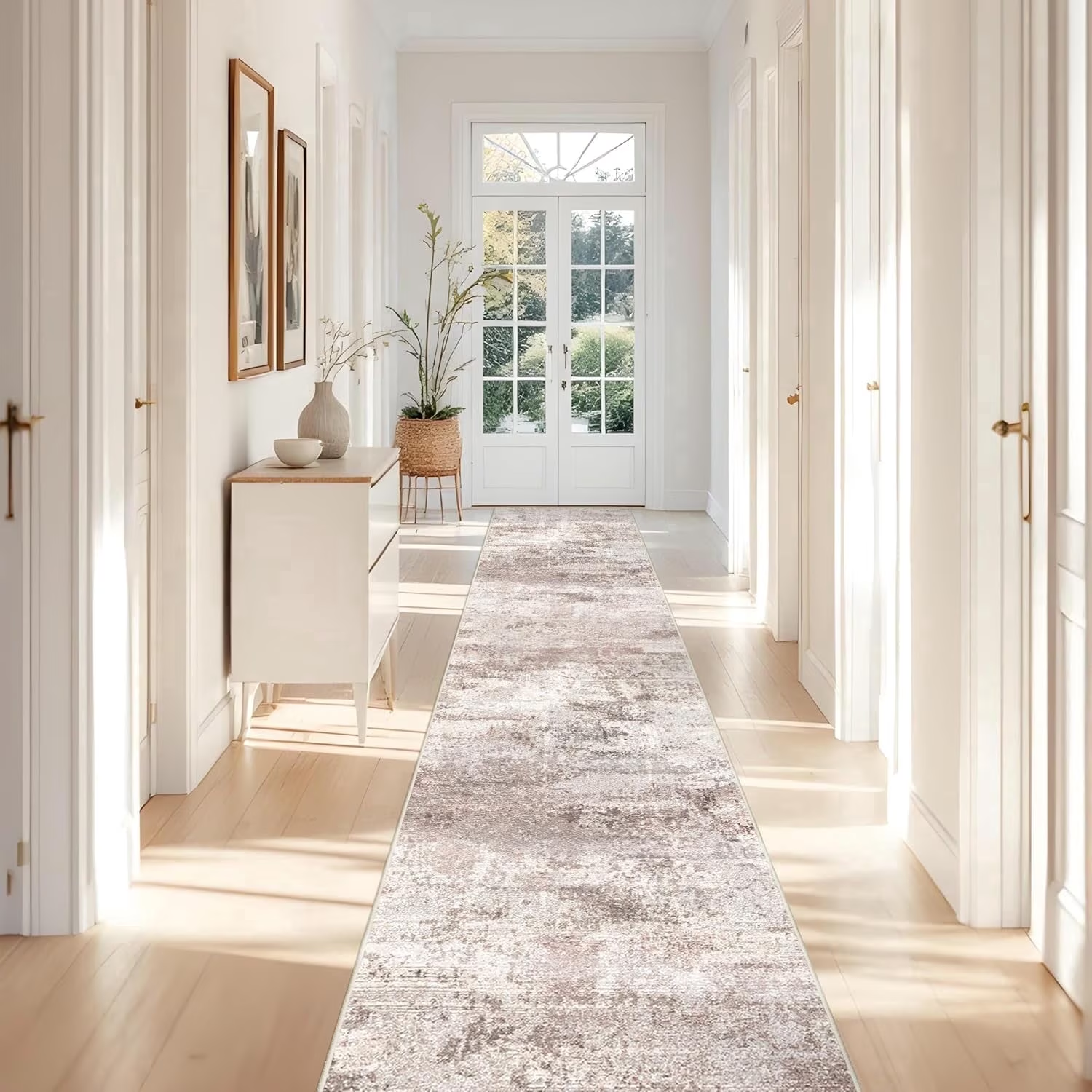 YOUFORTONG 2x3 Abstract Area Rug, Machine Washable Non-Slip Indoor Rug, Rubber Backing Stain Resistant Distressed Carpet for Entryway Bedroom Kitchen Living Room,Brown ﻿