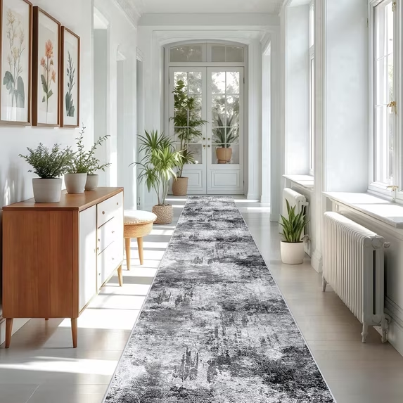 YOUFORTONG 2x3 Abstract Area Rug, Machine Washable Non-Slip Indoor Rug, Rubber Backing Stain Resistant Distressed Carpet for Entryway Bedroom Kitchen Living Room,Brown ﻿