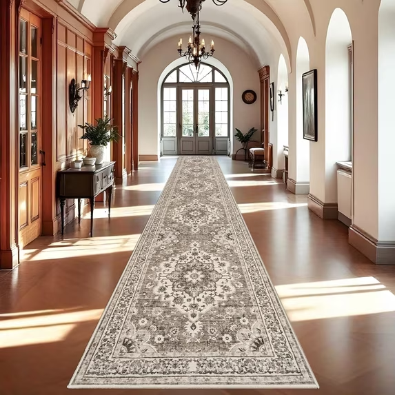 YOUFORTONG 5x7 Washable Vintage Boho Area Rug,Stain Resistant Non-Slip Soft Floral Carpet for Living Room Bedroom Farmhouse Office, Beige