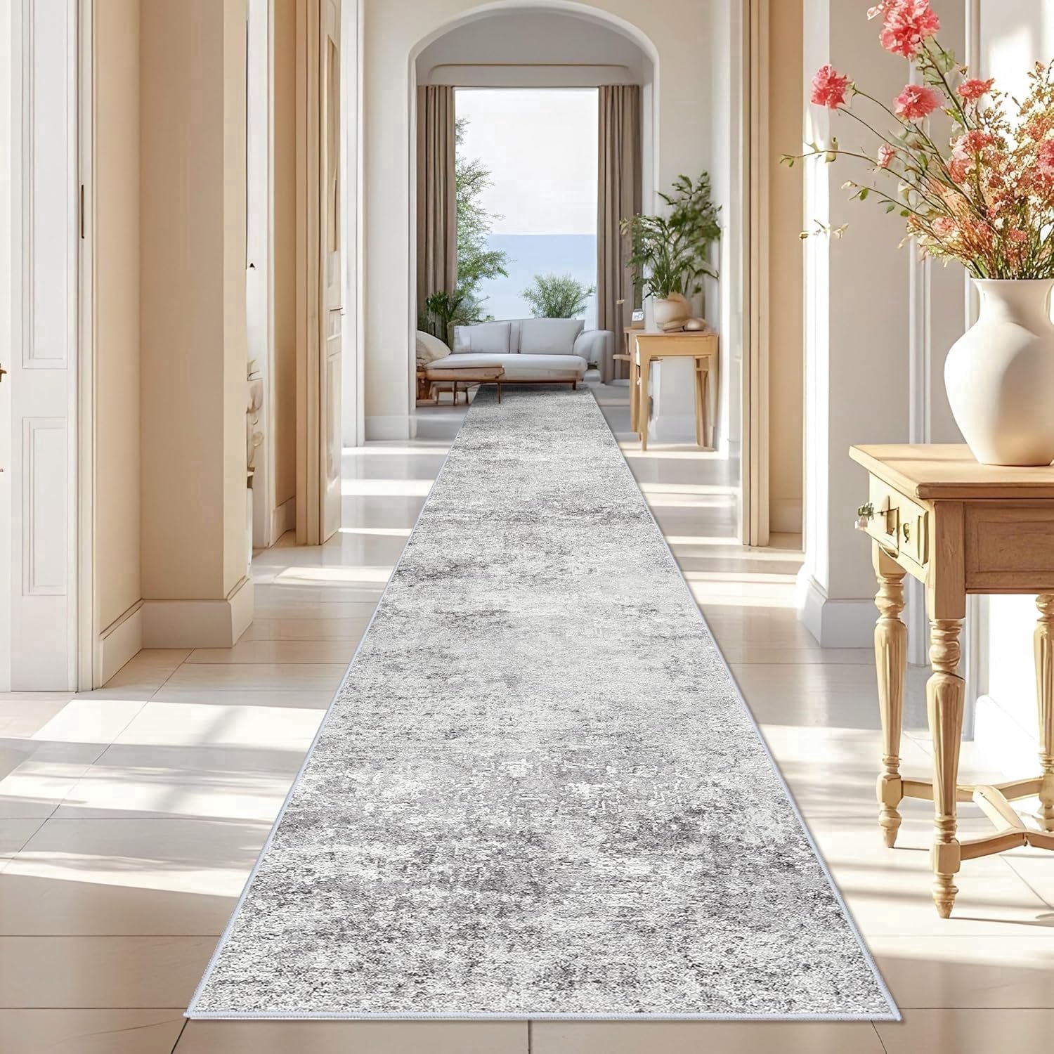 YOUFORTONG 2x3 Abstract Area Rug, Machine Washable Non-Slip Indoor Rug, Rubber Backing Stain Resistant Distressed Carpet for Entryway Bedroom Kitchen Living Room,Brown ﻿
