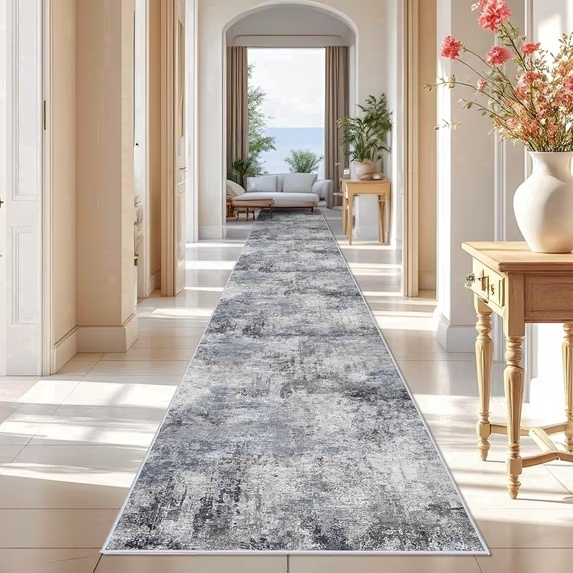 YOUFORTONG 2x3 Abstract Area Rug, Machine Washable Non-Slip Indoor Rug, Rubber Backing Stain Resistant Distressed Carpet for Entryway Bedroom Kitchen Living Room,Brown ﻿