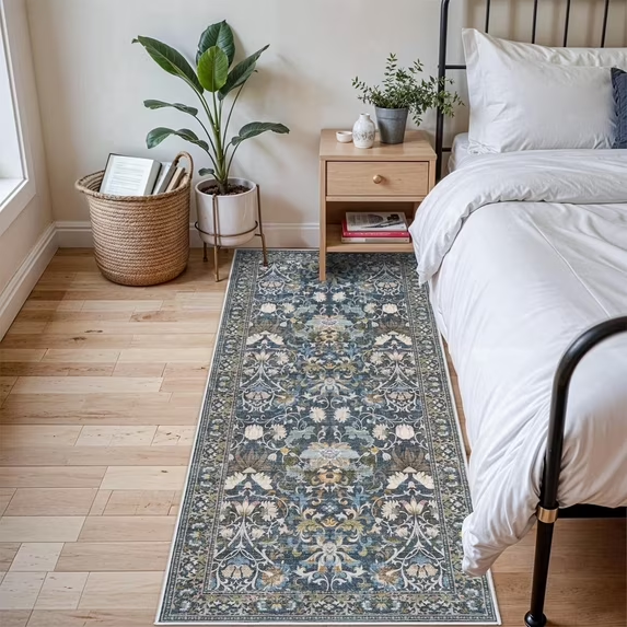 YOUFORTONG 4x6 Area Rug for Living Room, Vintage Farmhouse Washable Indoor Carpet, Non Slip Ultra Soft Low Pile Durable Neutral Rug for Bedroom Dining Room Nursery Kitchen,Beige