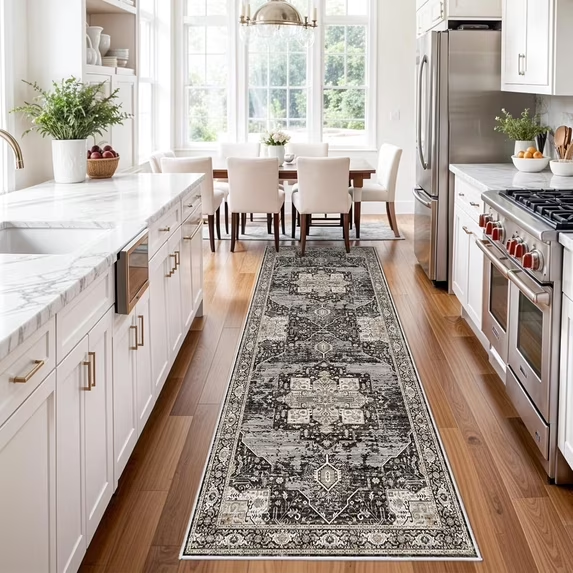 YOUFORTONG 12x12 Washable Area Rug,Extra Large Vintage Indoor Carpet with Non Slip Backing,Stain Resistant Soft Rug for Bedroom Dining Room Living Room Home Decor,Beige