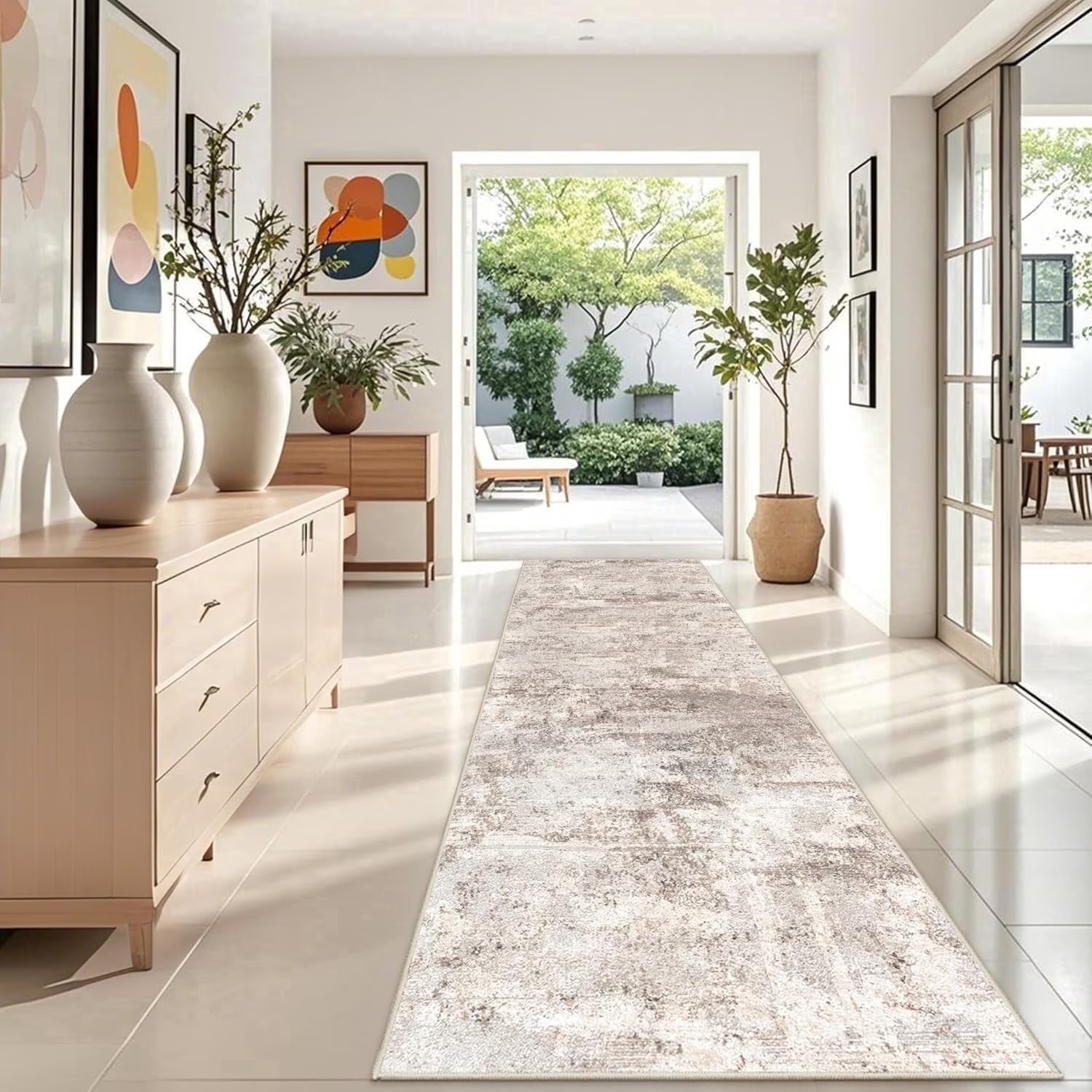 YOUFORTONG 2x3 Abstract Area Rug, Machine Washable Non-Slip Indoor Rug, Rubber Backing Stain Resistant Distressed Carpet for Entryway Bedroom Kitchen Living Room,Brown ﻿