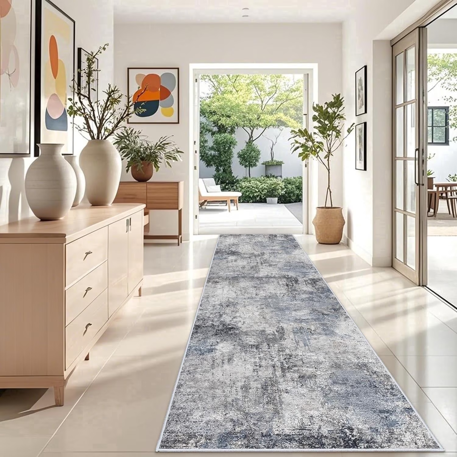 YOUFORTONG 2x3 Abstract Area Rug, Machine Washable Non-Slip Indoor Rug, Rubber Backing Stain Resistant Distressed Carpet for Entryway Bedroom Kitchen Living Room,Brown ﻿