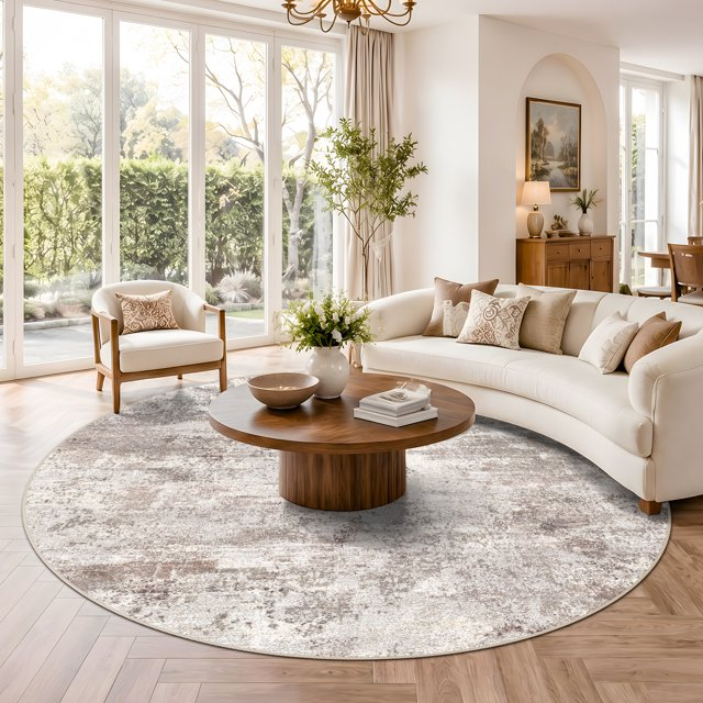 YOUFORTONG 2x3 Abstract Area Rug, Machine Washable Non-Slip Indoor Rug, Rubber Backing Stain Resistant Distressed Carpet for Entryway Bedroom Kitchen Living Room,Brown ﻿