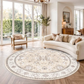 YOUFORTONG 6'x6' Round Area Rug, Low‑Pile Washable Soft Stain‑Resistant TPR Backed Floor Mat for Dining Room Entryway Bedroom, Blue