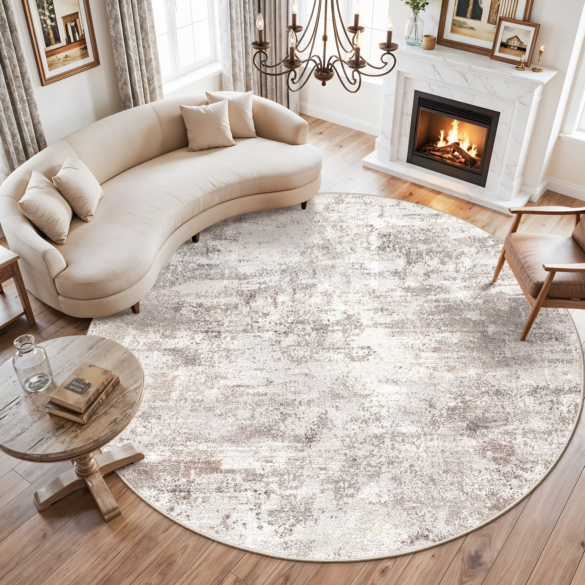 YOUFORTONG 2x3 Abstract Area Rug, Machine Washable Non-Slip Indoor Rug, Rubber Backing Stain Resistant Distressed Carpet for Entryway Bedroom Kitchen Living Room,Brown ﻿