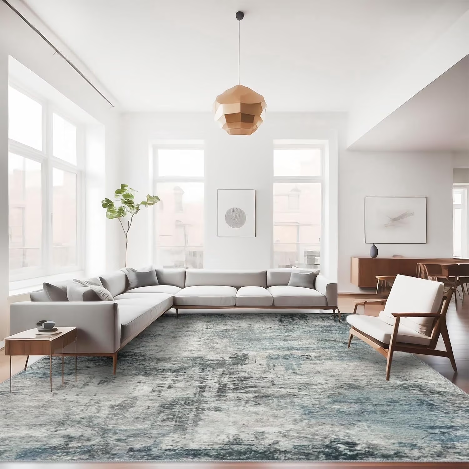 YOUFORTONG 2x3 Abstract Area Rug, Machine Washable Non-Slip Indoor Rug, Rubber Backing Stain Resistant Distressed Carpet for Entryway Bedroom Kitchen Living Room,Brown ﻿